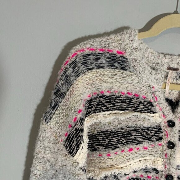 Free People alpaca wool blend long sleeve half button color pop sweater - Picture 3 of 10